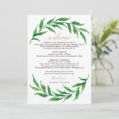 Greenery Wedding Welcome Itinerary Letter Programmakaart (Staand voorkant)