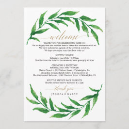 Greenery Wedding Welcome Itinerary Letter Programmakaart
