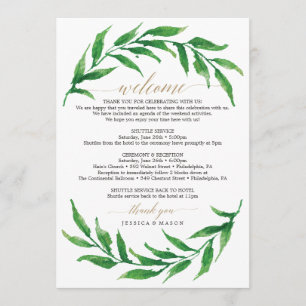 Greenery Wedding Welcome Itinerary Letter Programmakaart