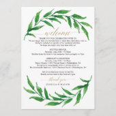 Greenery Wedding Welcome Itinerary Letter Programmakaart (Voorkant)