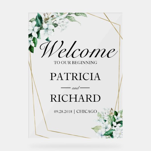 Greenery Wedding Welcome Sign Acryl Bord (Voorkant)