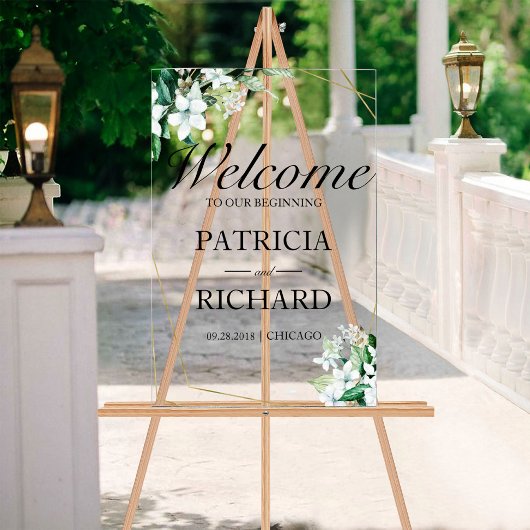 Greenery Wedding Welcome Sign Acryl Bord