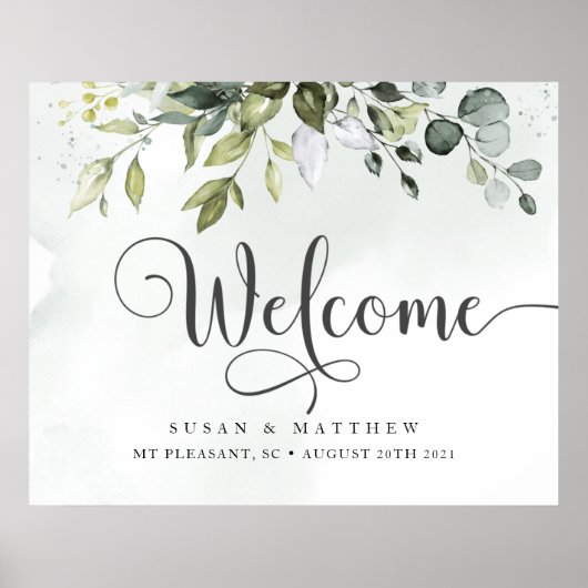 Greenery Wedding Welcome Sign Poster (Voorkant)