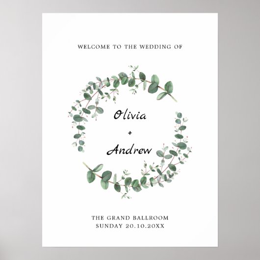 Greenery Wedding Welcome Sign Poster (Voorkant)