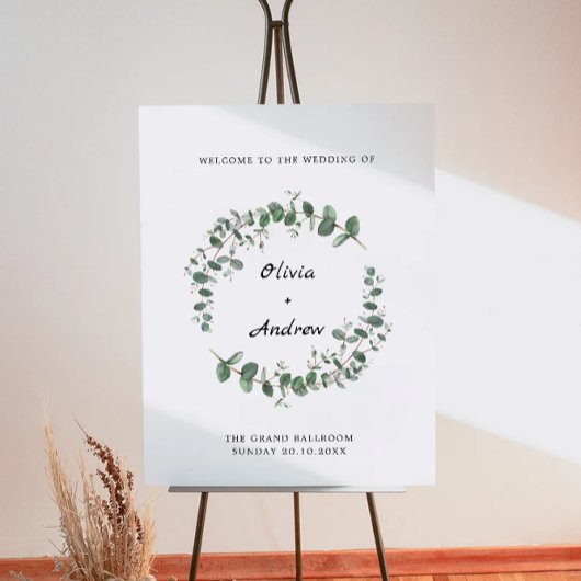 Greenery Wedding Welcome Sign Poster