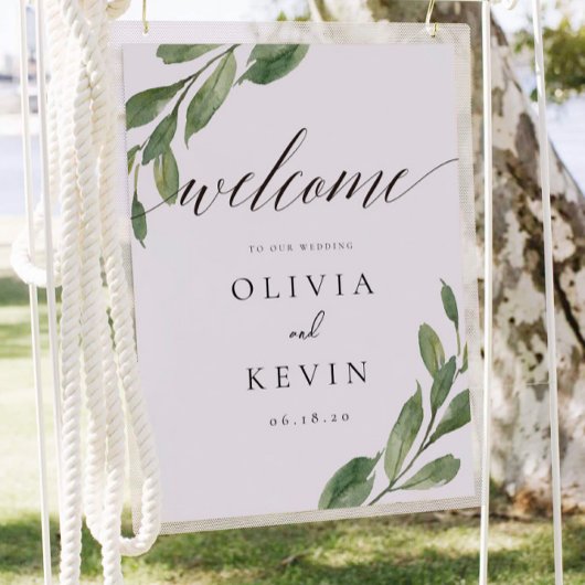 Greenery Wedding Welcome Sign Poster