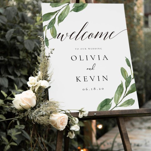 Greenery Wedding Welcome Sign Poster