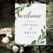 Greenery Wedding Welcome Sign Poster
