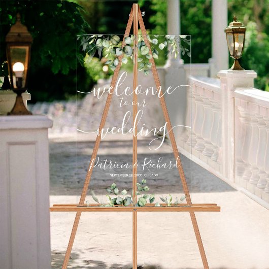 Greenery Wedding Welkom Acryl Bord
