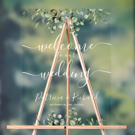 Greenery Wedding Welkom Acryl Bord (Neutraal)