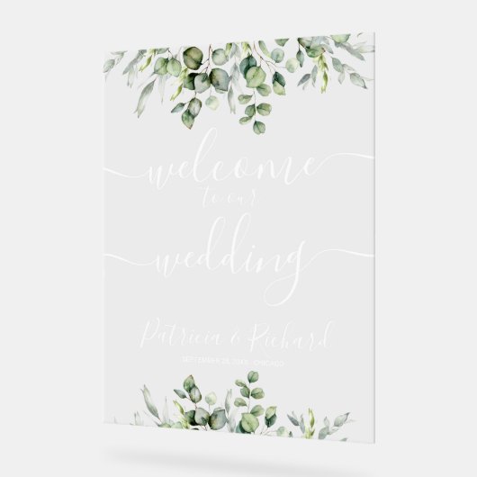 Greenery Wedding Welkom Acryl Bord (Hoek)