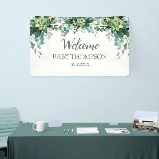 Greenery Welcome baby  Banner backdrop (Beurs)