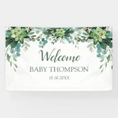 Greenery Welcome baby  Banner backdrop (Horizontaal)