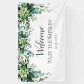 Greenery Welcome baby  Banner backdrop (Verticaal)