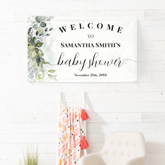 Greenery Welcome Baby shower Eucalyptus Spandoek (Insitu)