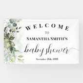 Greenery Welcome Baby shower Eucalyptus Spandoek (Horizontaal)