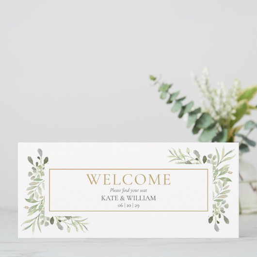 Greenery Welcome Header Hanging Seating Chart (Staand voorkant)