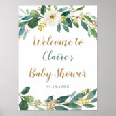 Greenery Welcome Sign Baby shower Poster (Voorkant)
