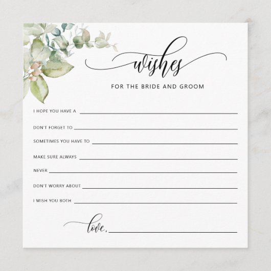 Greenery, wenst de bruid en de bruid advieskaart (Voorkant)