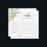 Greenery, wenst de bruid en de bruid advieskaart<br><div class="desc">Elegant Wedding Advisory Kaart, met een voortreffelijk greenery detail en moderne handgeschreven kalligrafie. Het huwelijk en het Vrijgezellenfeest wensen kaart aangezien u de "Gewenst voor de bruid en groom"bericht in "Gewenst voor de bruid of de bruid-aan-zijn"gebruikend het verstrekte tekstvakje kunt veranderen. Waterverf groen in een mooi mengsel van groene, blauwe,...</div>
