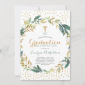 Greenery wesp + gouden confetti medisch afstuderen kaart (Voorkant)