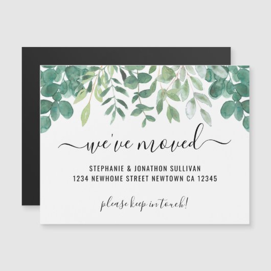 Greenery We've Moved Aankondiging Kaart (Voorkant / Achterkant)