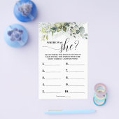 Greenery Where was mama to Baby shower Game Kaart (Enkel)