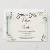 Greenery Whimsical Save The Date Invitation Kaart (Voorkant)