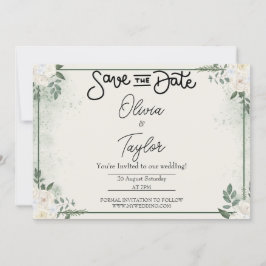 Greenery Whimsical Save The Date Invitation Kaart
