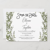 Greenery Whimsical Save the Date Uitnodiging (Voorkant)