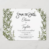 Greenery Whimsical Save the Date Uitnodiging (Voorkant / Achterkant)