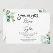 Greenery Whimsical Save the Date Uitnodiging (Voorkant / Achterkant)