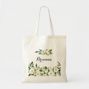 Greenery White Autumn Floral Bridesmaid Canvas tas