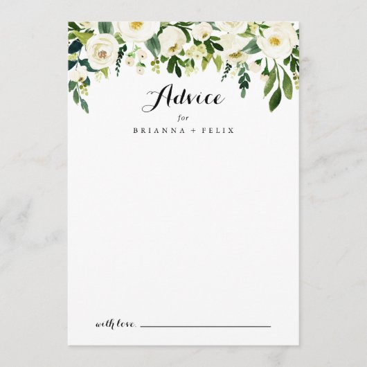 Greenery White Autumn Floral Calligraphy Wedding Advieskaart (Voorkant)