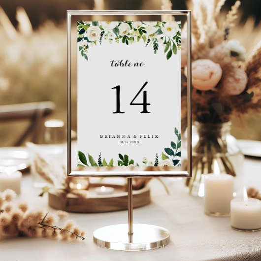Greenery White Autumn Floral Calligraphy Wedding Kaart