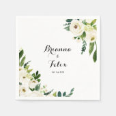 Greenery White Autumn Floral Calligraphy Wedding Servet (Voorkant)