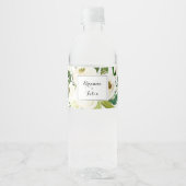 Greenery White Autumn Floral Calligraphy Wedding Waterfles Etiket (Voorkant)