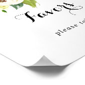 Greenery White Autumn Floral Favors Sign Poster (Hoek)