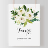 Greenery White Autumn Floral Favors Sign Poster