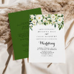 Greenery White Autumn Floral Front & Back Wedding Kaart<br><div class="desc">Deze groene witte herfstflorale uitnodiging voor en achter bruiloft is perfect voor een rustige bruiloft. Het ontwerp is voorzien van elegante waterverf witte pinda's met groene bladeren. Bespaar papier door meer informatie op de achterkant van de uitnodiging te plaatsen in plaats van op een aparte bijsluitkaart.</div>