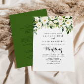 Greenery White Autumn Floral Front & Back Wedding Kaart