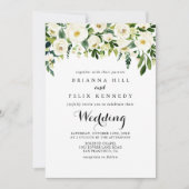 Greenery White Autumn Floral Front & Back Wedding Kaart (Voorkant)