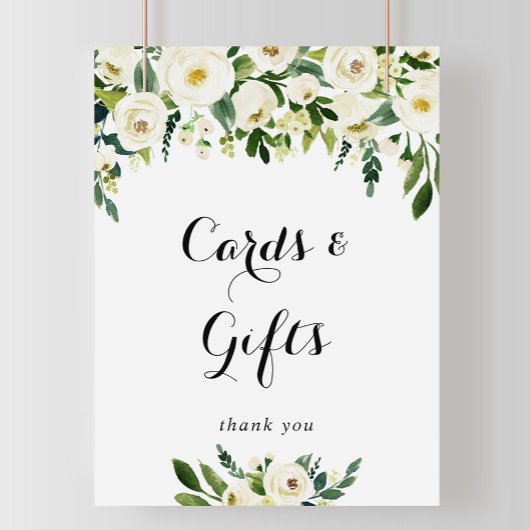 Greenery White Autumn Floral Kaarten en Gifts Sign Poster