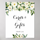 Greenery White Autumn Floral Kaarten en Gifts Sign Poster (Voorkant)