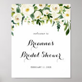 Greenery White Autumn Floral Vrijgezellenfeest Wel Poster (Voorkant)