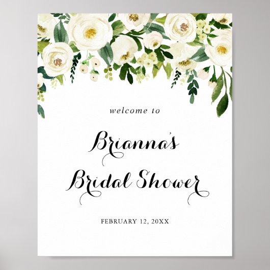 Greenery White Autumn Floral Vrijgezellenfeest Wel Poster (Voorkant)