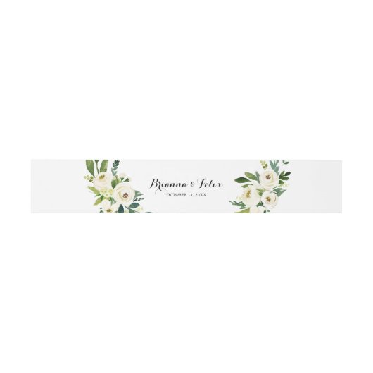Greenery White Autumn Floral Wedding Invitation Uitnodigingen Wikkel (Vlak)