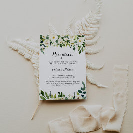 Greenery White Autumn Floral Wedding Reception Informatiekaartje