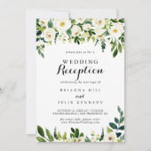 Greenery White Autumn Floral Wedding Reception Kaart (Voorkant)