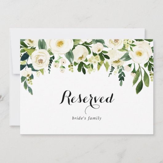 Greenery White Autumn Floral Wedding Reserved Sign (Voorkant)
